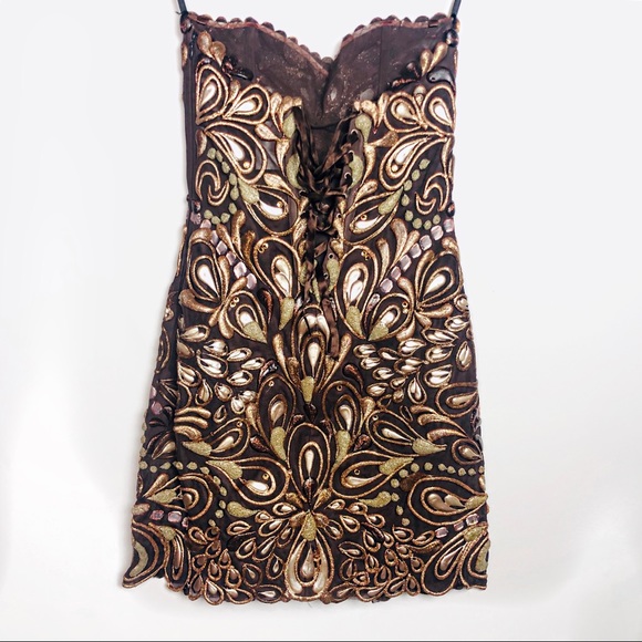 Ema Savahl • Bronze Fluter Hand Painted Dress - Picture 3 of 8